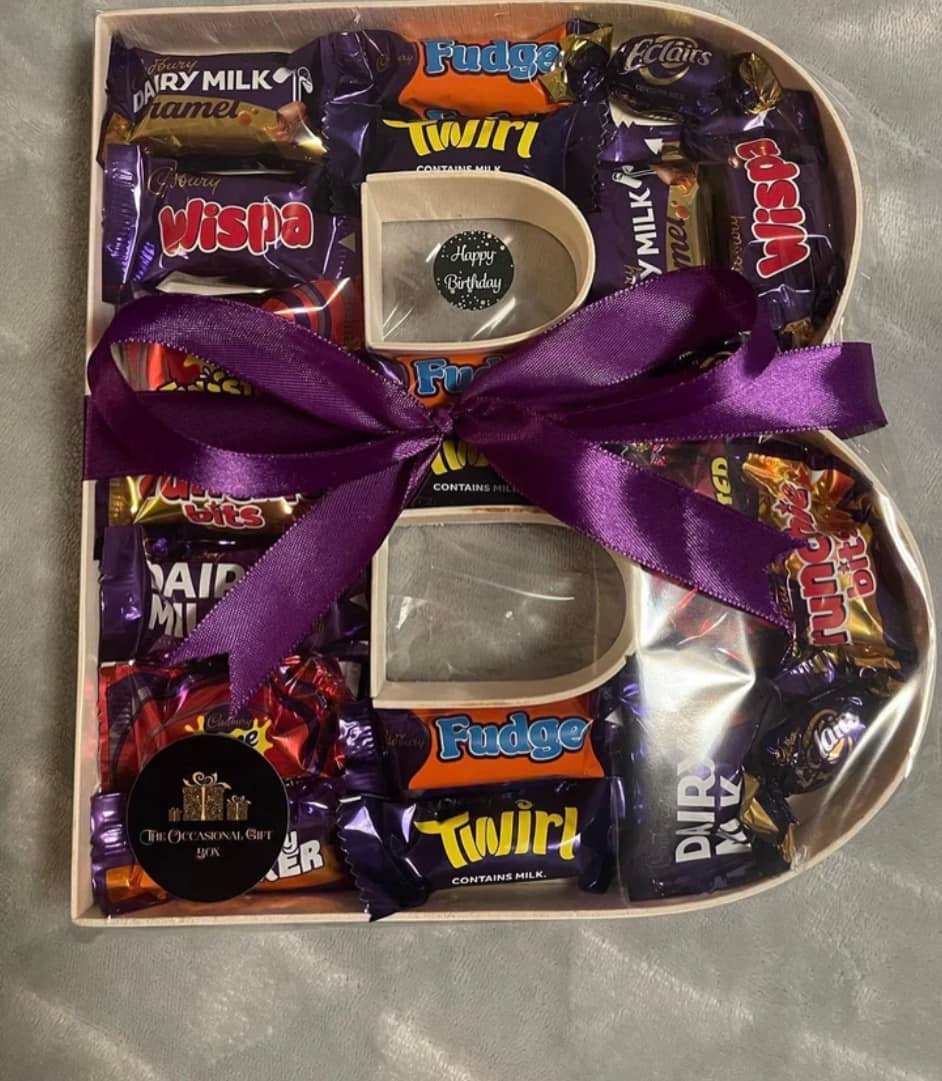 wooden filled chocolate letters